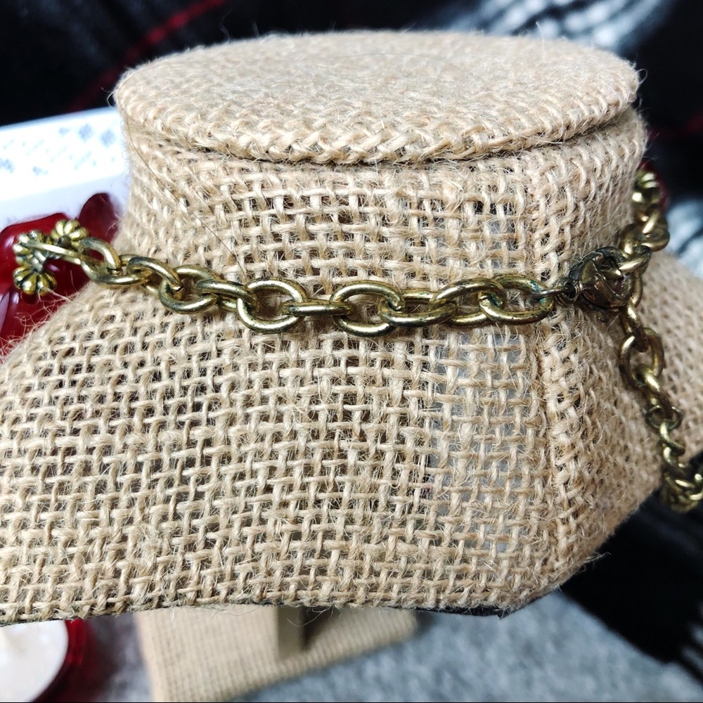 Beautiful Red Stone Three-Layer Statement Necklace - image 5